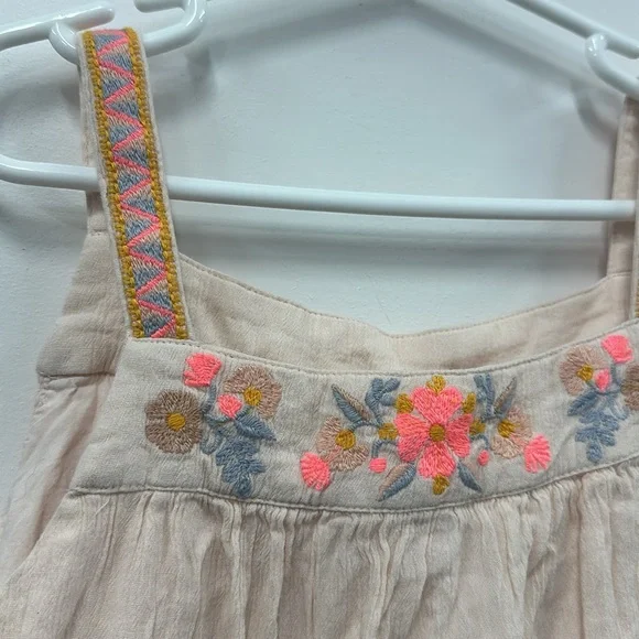 Gap kids pink embroidered floral tank blouse L - Picture 2 of 5